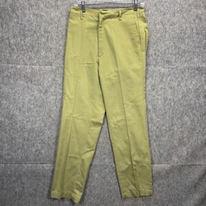 Vintage Koratron Trousers Pants 60s Gripper Zipper 28x30 Chino Green Drop Loop